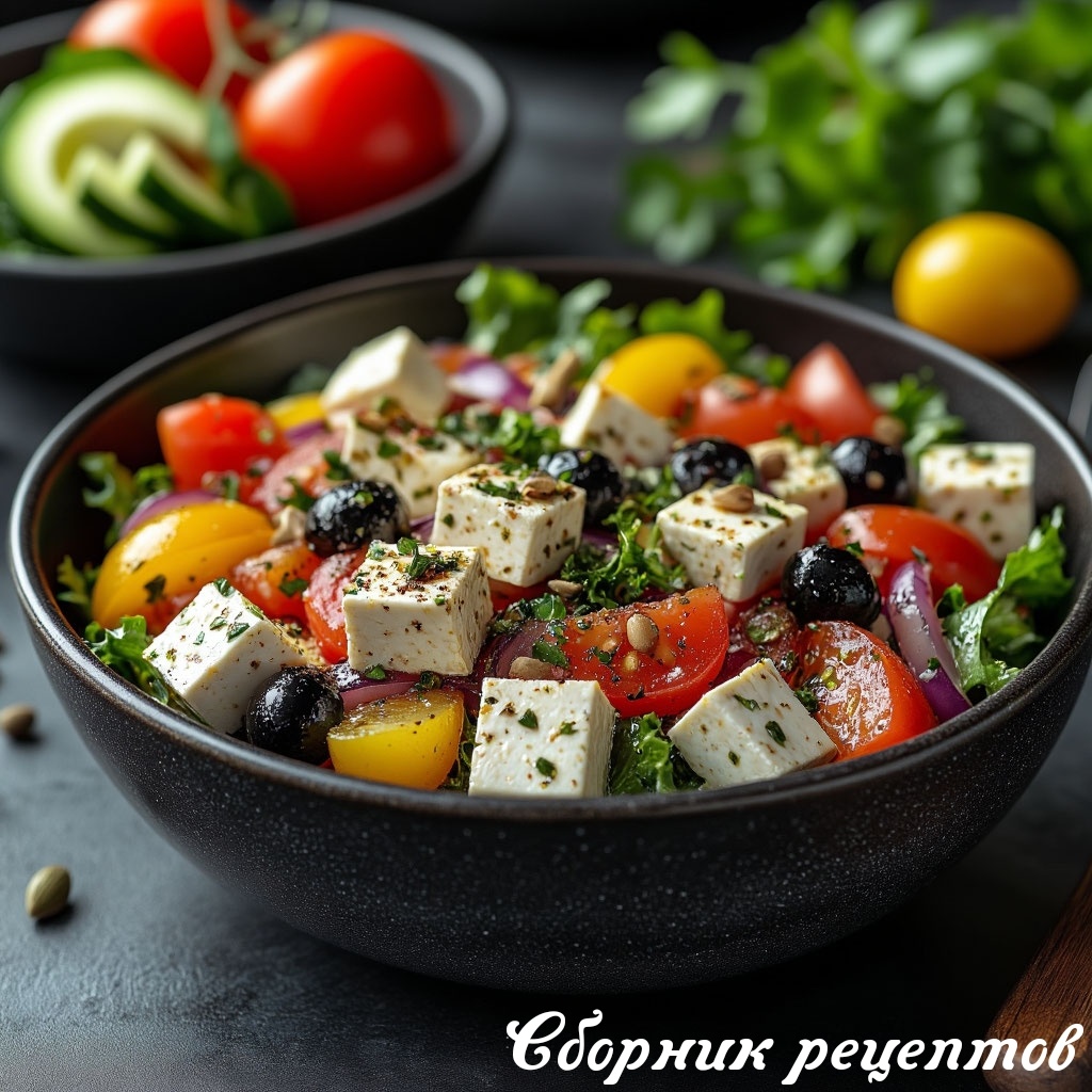 Как приготовить постный греческий салат с тофу за 10 минут