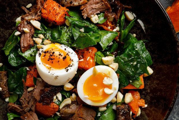 Салат с тыквой и копченым брискетом