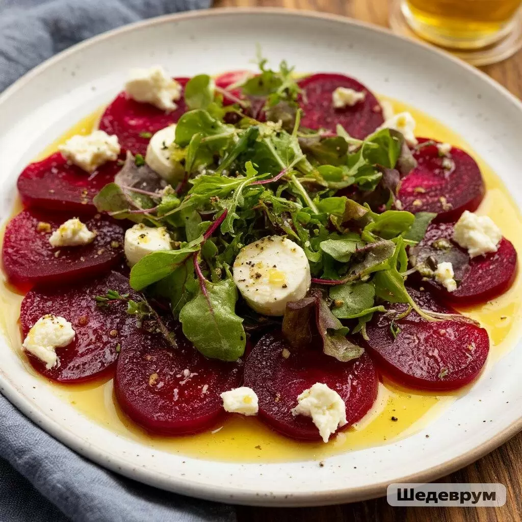 Как приготовить карпаччо из свеклы с козьим сыром и медово-горчичным соусом